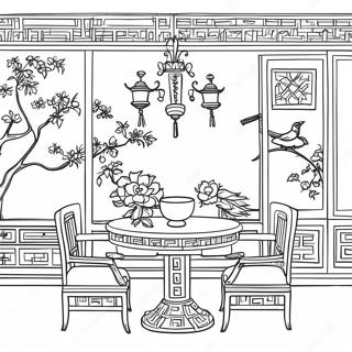 Pagina Para Colorir De Cena Chinoiserie Elegante 23434-21485