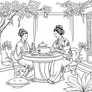 Pagina Para Colorir De Cena Chinoiserie Elegante 23434-21658