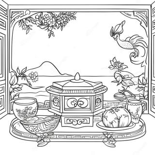 Pagina Para Colorir De Cena Chinoiserie Elegante 23434-21659