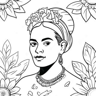 Pagina Para Colorir De Frida Kahlo Com Flores 2352-1927