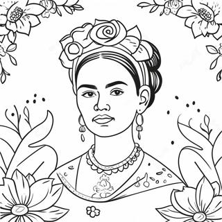 Pagina Para Colorir De Frida Kahlo Com Flores 2352-1928