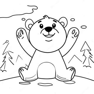 Pagina Para Colorir De Urso Polar Fofo Brincando Na Neve 23594-21616