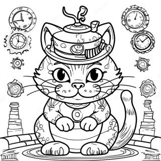 Pagina Para Colorir Do Gato De Cheshire Em Estilo Steampunk 23724-21892