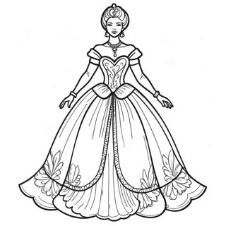 Pagina Para Colorir Da Elegante Princesa Negra Em Vestido Real 24325-22362