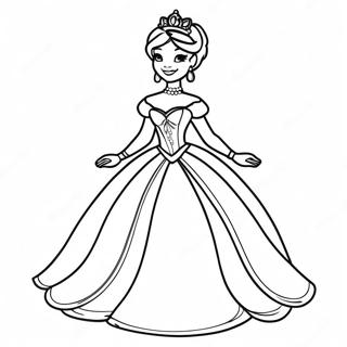 Pagina Para Colorir Da Elegante Princesa Negra Em Vestido Real 24325-22363