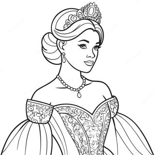 Pagina Para Colorir Da Elegante Princesa Negra Em Vestido Real 24325-22364