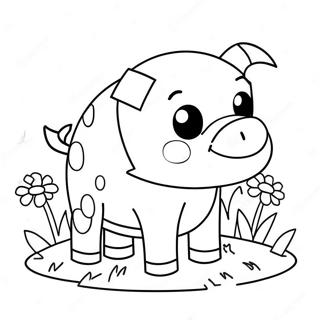 Pagina Para Colorir Do Porquinho Fofo Do Minecraft Com Flores 24956-22859