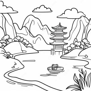 Pagina Para Colorir Da Linda Paisagem Asiatica 25086-22962