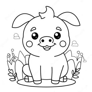 Pagina Para Colorir Porquinho Kawaii Fofo 25295-23128