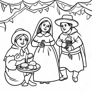 Pagina Para Colorir Da Cena Tradicional De Las Posadas 25475-23271