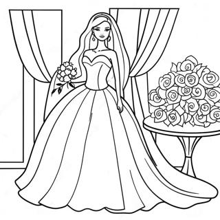 Pagina Para Colorir Da Barbie De Casamento Elegante Em Vestido 25566-23345