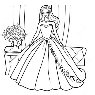 Pagina Para Colorir Da Barbie De Casamento Elegante Em Vestido 25566-23534