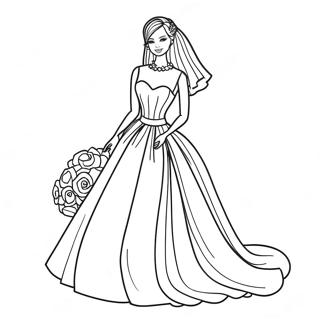 Pagina Para Colorir Da Barbie De Casamento Elegante Em Vestido 25566-23536