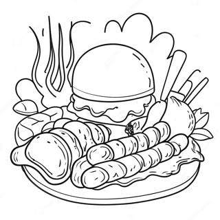 Pagina Para Colorir Da Comida Deliciosa De Churrasco 25596-23560