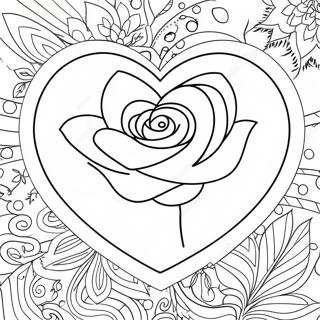 Pagina Para Colorir De Coracao De Rosa Do Amor 25776-23690