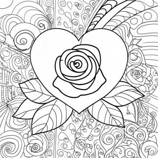 Pagina Para Colorir De Coracao De Rosa Do Amor Bonita 25777-23694