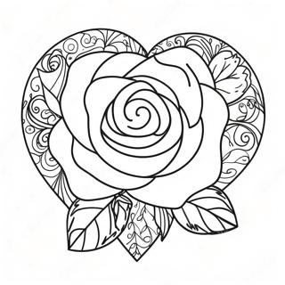 Pagina Para Colorir De Coracao De Rosa Do Amor Bonita 25777-23695