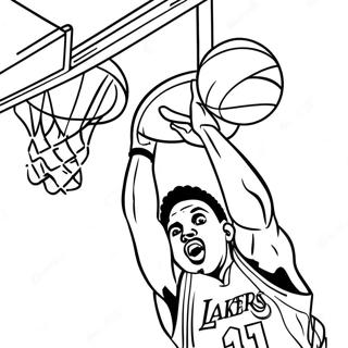 Pagina Para Colorir Do Jogador De Basquete Dos Lakers Enterrando 25957-23837