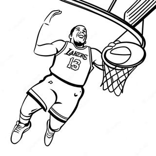 Pagina Para Colorir Do Jogador De Basquete Dos Lakers Enterrando 25957-23838