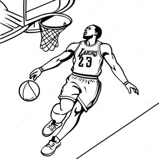 Pagina Para Colorir Do Jogador De Basquete Dos Lakers Enterrando 25957-23839