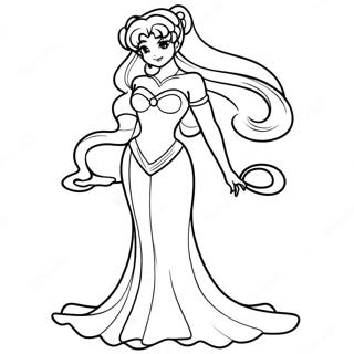 Pagina Para Colorir Da Elegante Princesa Serenity Em Um Vestido Brilhante 26037-23901