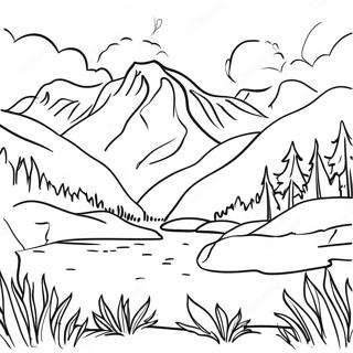 Pagina Para Colorir De Paisagem Montanhosa Realista 26066-23922