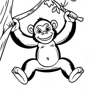 Pagina Para Colorir De Um Chimpanze Brincalhao Balancando De Uma Arvore 26097-23949