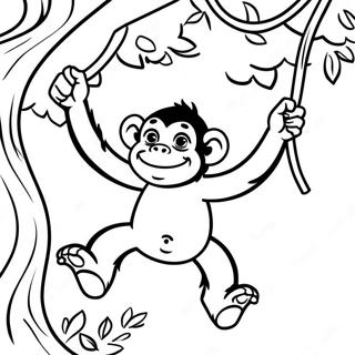 Pagina Para Colorir De Um Chimpanze Brincalhao Balancando De Uma Arvore 26097-23950