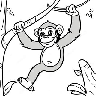 Pagina Para Colorir De Um Chimpanze Brincalhao Balancando De Uma Arvore 26097-23951