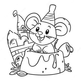 Rato Adoravel Em Um Castelo De Queijo Pagina Para Colorir 26433-24205