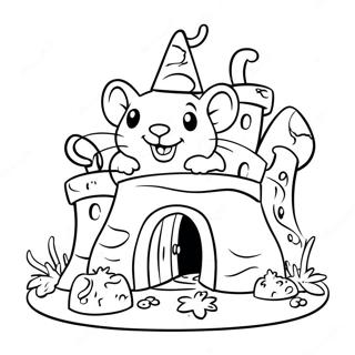 Rato Adoravel Em Um Castelo De Queijo Pagina Para Colorir 26433-24206