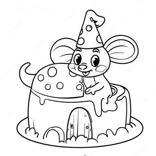 Rato Adoravel Em Um Castelo De Queijo Pagina Para Colorir 26433-24207