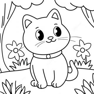 Pagina Para Colorir Do Gato Da Natureza Em Um Jardim Colorido 26513-24271