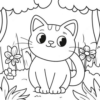 Pagina Para Colorir Do Gato Da Natureza Em Um Jardim Colorido 26513-24272