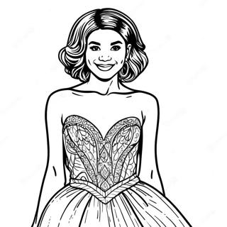 Pagina Para Colorir Da Zendaya Em Um Vestido Brilhante 26543-24293