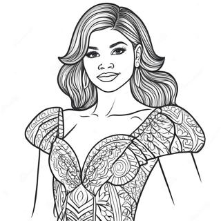 Pagina Para Colorir Da Zendaya Em Um Vestido Brilhante 26543-24296