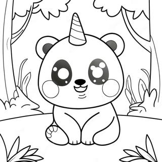 Pagina Para Colorir Do Panda Unicornio Fofo Em Uma Floresta Magica 26553-24304