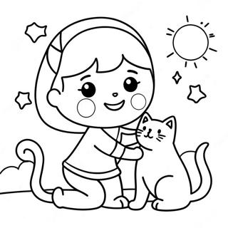 Pagina Para Colorir De Menina Com Gato Brincalhao 26703-24423