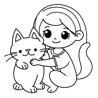 Pagina Para Colorir De Menina Com Gato Brincalhao 26703-24424