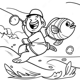 Pagina Para Colorir Do Feliz Pescador Pegando Um Grande Black Bass 26863-24549