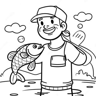 Pagina Para Colorir Do Feliz Pescador Pegando Um Grande Black Bass 26863-24551