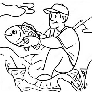 Pagina Para Colorir Do Feliz Pescador Pegando Um Grande Black Bass 26863-24552