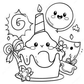 Pagina Para Colorir Celebracao Do 6o Aniversario Feliz 27002-24659