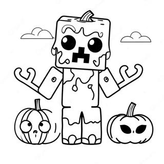 Pagina Para Colorir Do Zumbi Fofinho Do Minecraft Com Abobora 27534-25070