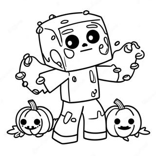 Pagina Para Colorir Do Zumbi Fofinho Do Minecraft Com Abobora 27534-25071