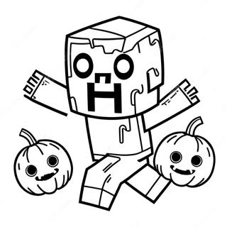 Pagina Para Colorir Do Zumbi Fofinho Do Minecraft Com Abobora 27534-25072