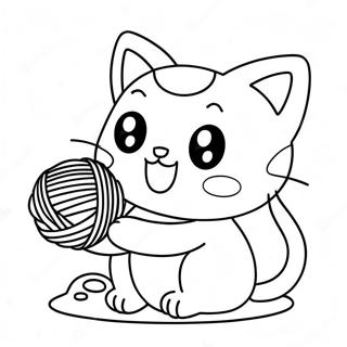 Pagina Para Colorir De Gato Kawaii Fofo Brincando Com La 27604-25127