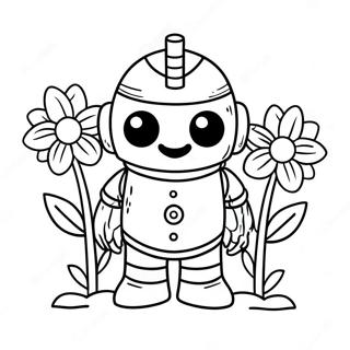 Pagina Para Colorir Do Golem De Ferro Fofo Com Flores 27664-25174