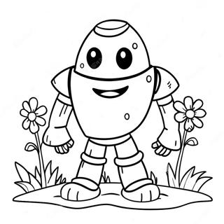 Pagina Para Colorir Do Golem De Ferro Fofo Com Flores 27664-25175