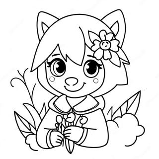 Pagina Para Colorir De Garota Lobo Anime Fofa Com Flores 27925-25374